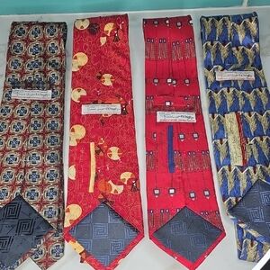 Frank Lloyd Wright Geometric Red and Blue Ties